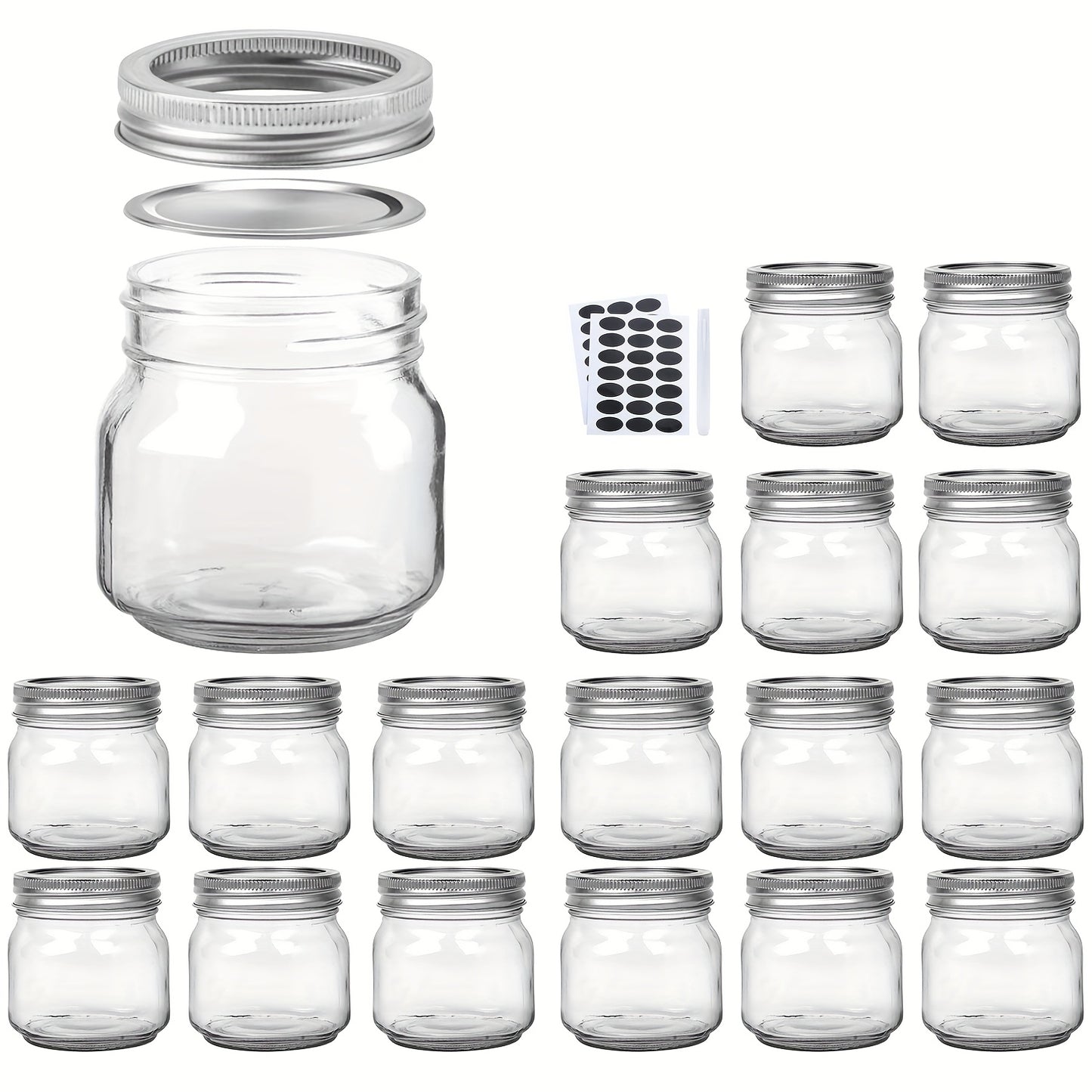 Mason Jars 8oz Glass Jars with Lids – 9/18/27/36 Pack Regular Mouth Canning Jars for Storage, Spices, Jelly, Jam, Honey & Caviar | Dishwasher Safe Spiral Lid Kitchen Storage Containers Set