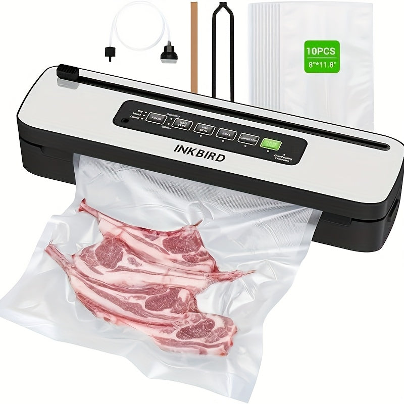 Vacuum Sealer Machine 85KPA – INKBIRD 10-in-1 Food Sealer with Bag Storage, Built-In Cutter, Moist/Dry/Pulse/Liquid/Canister Modes, 200 Continuous Seals, Compact Design for Food Preservation & Sous Vide