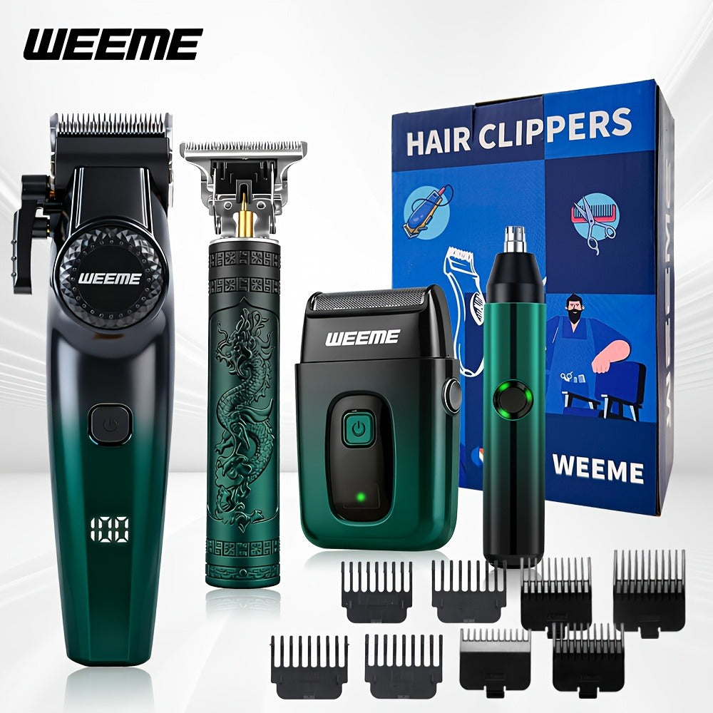 Men's Grooming Gift Box Set – Dragon & Phoenix Design, 2/4pcs Kit with Shaver, Hair Clipper, Nose Hair Remover & T9 Detail Trimmer for Shaving, Hair Cutting & Nose Hair Removal