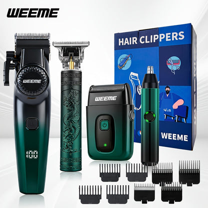 Men's Grooming Gift Box Set – Dragon & Phoenix Design, 2/4pcs Kit with Shaver, Hair Clipper, Nose Hair Remover & T9 Detail Trimmer for Shaving, Hair Cutting & Nose Hair Removal