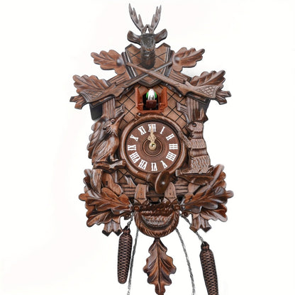 European Cuckoo Wall Clock Battery Operated - Fine Carved Handmade Wooden Clock with Hourly Cuckoo Sound 7AM-9PM, Vintage Home Decor Gift