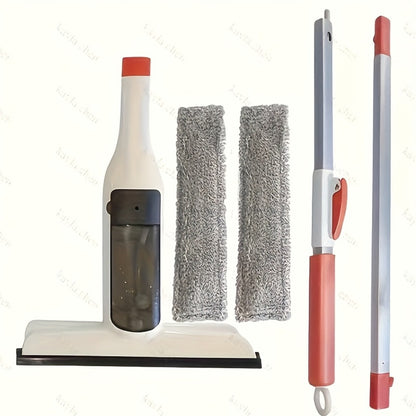 3-in-1 Glass Cleaning Kit with Durable Metal Pole & Scraper, Window Cleaner Tool for High Windows Shower Doors Car Windshields, Home Glass Cleaning Squeegee Set