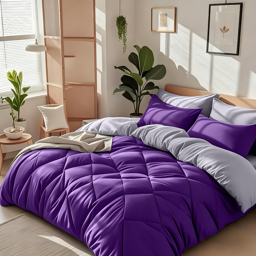 Cooling Comforter Set 2/3 Pcs – Soft Fluffy Microfiber Lightweight Breathable Quilt, Rhombus Grid Solid Color Bedding for All Seasons, Twin Queen King – Multiple Colors Available