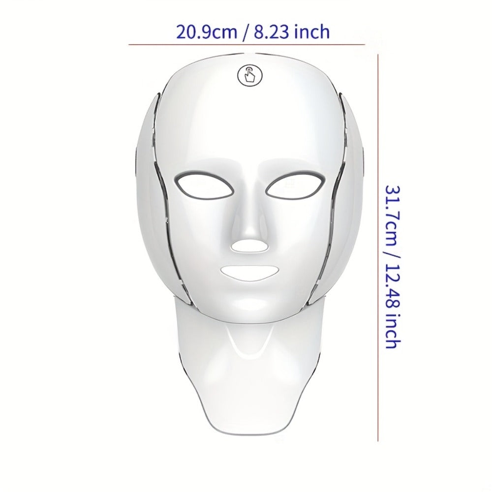 LED Light Therapy Facial Mask 7-Color USB Rechargeable – Face Neck Anti-Aging Acne Rejuvenation Skincare Device, Beauty Instrument Gift for Women, Valentine's Day Mother's Day Birthday