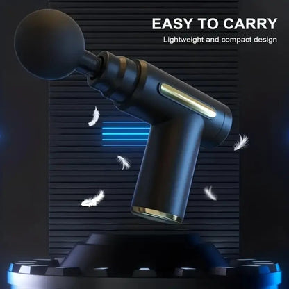 Portable Mini Fascia Gun – USB Rechargeable Muscle Massage Gun with 4 Interchangeable Heads & 6 Speed Modes, Silent Motor Deep Tissue Massager for Back, Neck & Full Body Sports Recovery
