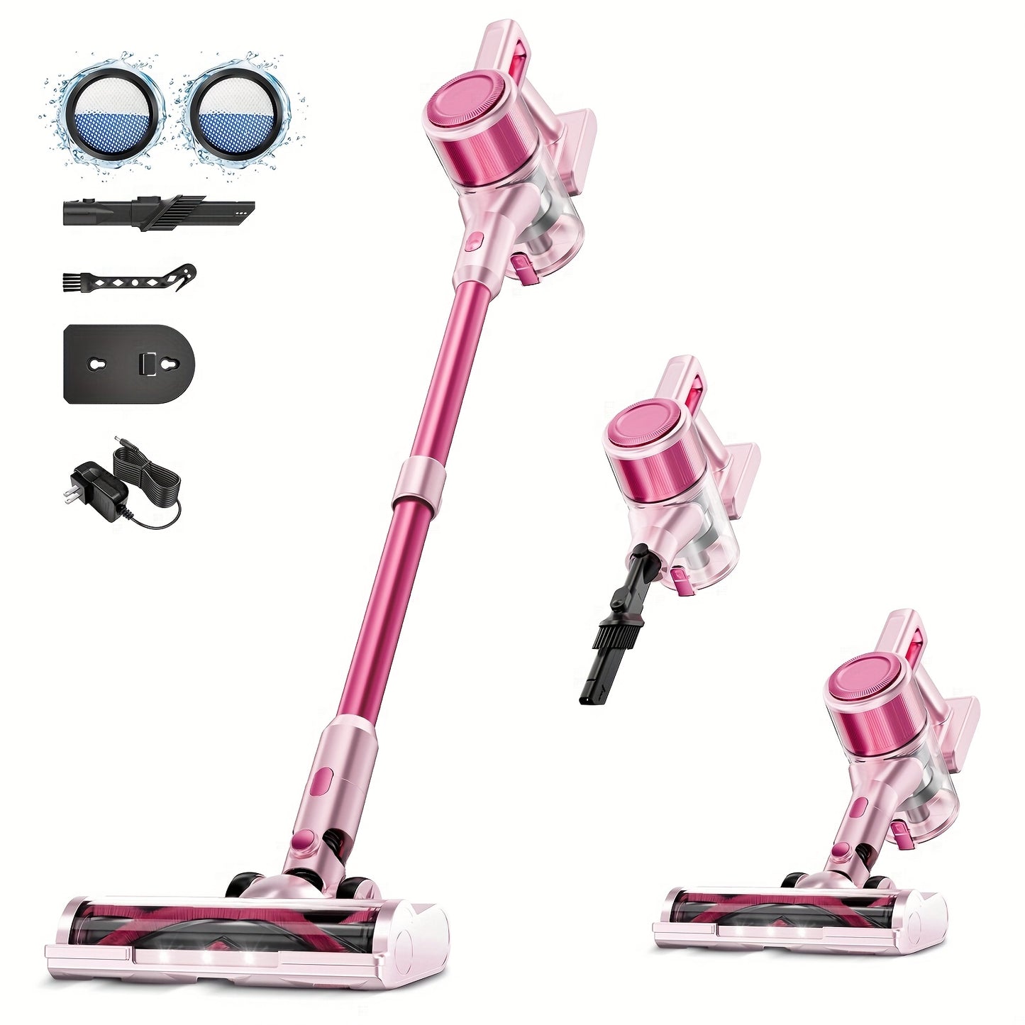 Cordless Stick Vacuum Cleaner 60Kpa 55-Min Runtime - Anti-Tangle Lightweight Handheld Vacuum for Hardwood Floor Carpet Pet Hair Corded Cordless 2200mAh Battery