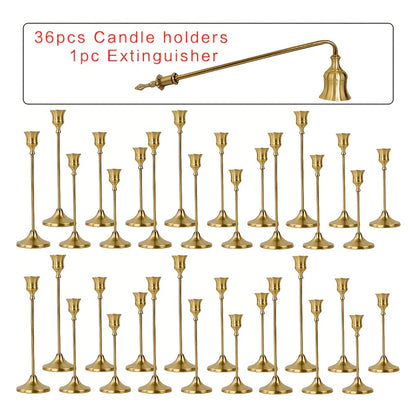 Copper Plated Candlestick Holders Bulk Set – Retro Minimalist Taper Candle Holders for Wedding Birthday Christmas Dining Table Fireplace Decor