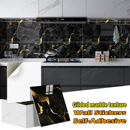 Peel and Stick Wall Tiles 50/100pcs - Waterproof PVC Marble Self-Adhesive Vinyl Panels for Bathroom Shower Kitchen Living Room TV Backdrop, Modern Wall Decor Easy Installation No Grout Required