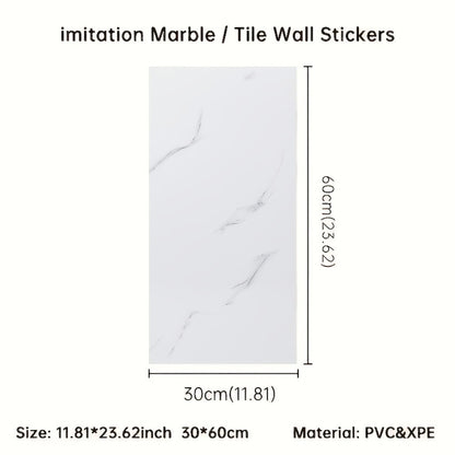 Marble Peel and Stick Wall Panels Self-Adhesive 3D Decorative Tiles - Glossy Marble Sheets for Bathroom Kitchen Living Room - Removable Vinyl Planks White Grey Black Imitation Stone DIY Home Decor