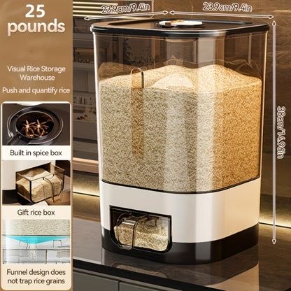 Airtight Rice Container with Measuring Cup | Large Capacity Moisture-Proof Rice Dispenser for Rice, Grains, Flour, Pet Food – BPA-Free Kitchen Food Storage
