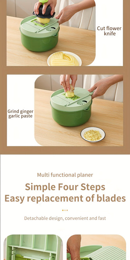 Vegetable Chopper 16-in-1 Heavy Duty Manual Food Processor with Container – Onion Dicer, Potato Slicer, Garlic Mincer, Carrot Cutter, Multi-Function Kitchen Veggie Chopper for Tomato, Pepper, Cucumber