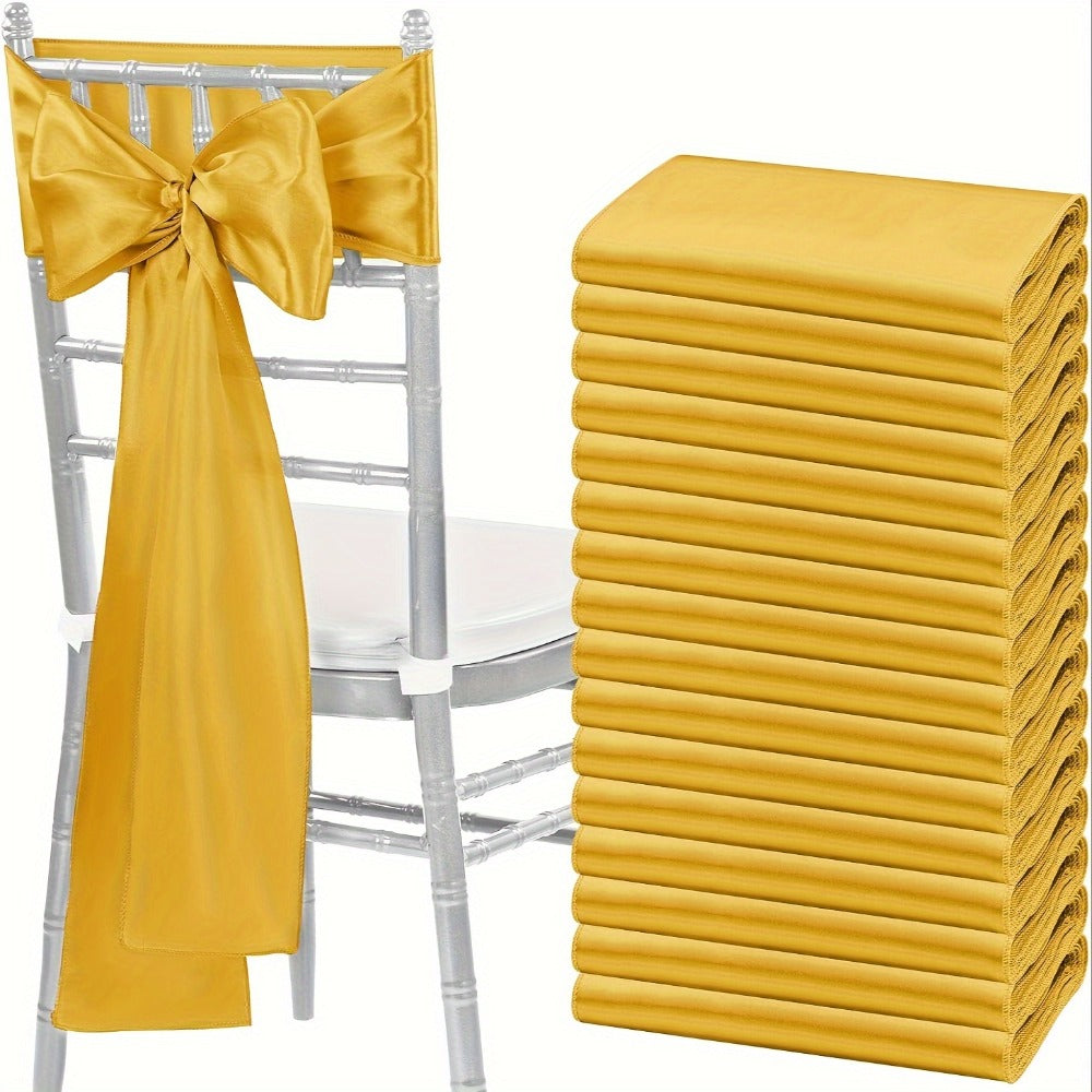 100pcs Satin Chair Sashes Bows for Wedding Banquet Party Event Decoration – 13 Colors, 18×275cm