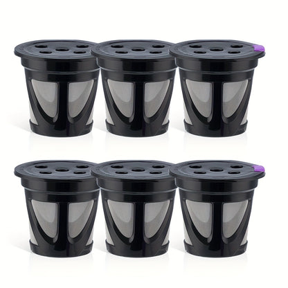 Reusable K-Cup Coffee Pods Set of 6 – Refillable Coffee Filters Compatible with Keurig K-Supreme & K-Supreme Plus, Use Your Own Ground Coffee, Eco-Friendly & BPA-Free – Black, Purple, Mixed