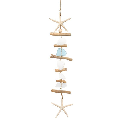 Starfish Wooden Bead Necklace & Coastal Pendant Set – Beach Jewelry, Nautical Starfish Charm, Driftwood Hanging String Decor for Women, Girls & Home Beach Theme