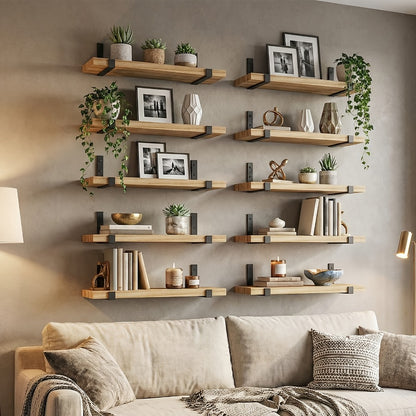Floating Shelves for Wall 10 Pack 15.8x5.9 Inch Wall Mounted Shelf for Bedroom Kitchen Bathroom Living Room Plants Books Photos Home Decor