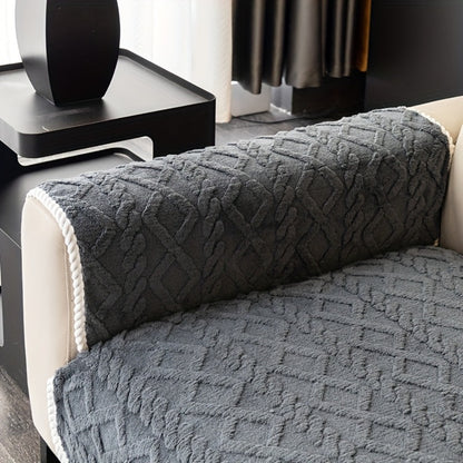 Plush Sofa Cover Couch Cover | Anti-Slip Pet Dog Friendly Velvet Sofa Mat, Single Two Three Four Seat, Backrest Armrest Pillow Cover, Living Room Bedroom Decor