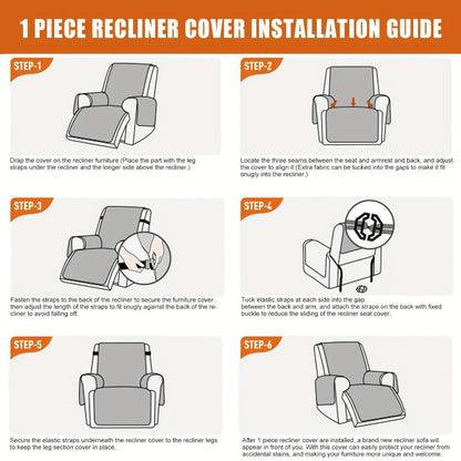 Recliner Chair Cover Waterproof Dual-Layer with Side Pockets Non-Slip Scratch Resistant Machine Washable Pet Protection 11 Colors