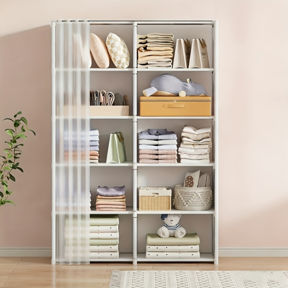 Multi-Purpose Storage Rack Single Double Row Clothing Bookcase Organizer 15.75 31.5 Inch Dustproof
