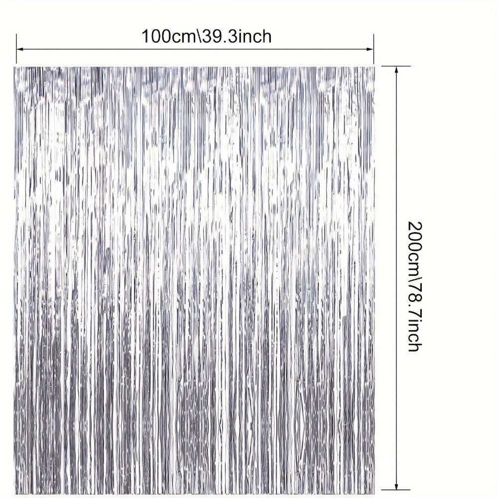 Tinsel Foil Backdrop 6 Packs Metallic Glitter Tassel Curtain – Silver Laser Rain Streamer for Party Photo Booth Birthday Wedding Holiday Doorway Decoration