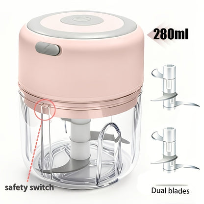 Mini Food Processor USB Rechargeable Electric Chopper 9.47oz – Portable Wireless Meat Grinder & Blender for Garlic, Vegetables, Fruit, Ginger & Chili, Compact Kitchen Tool for Home Office Travel