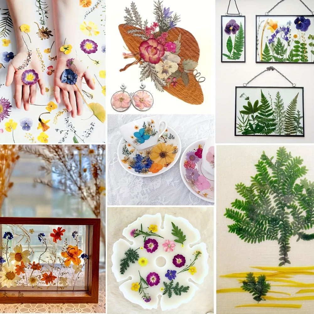 Dried Pressed Flowers Kit 500pcs – Natural Real Flower Petals & Leaves for Resin Art, Nail Art, Jewelry Making, Scrapbooking, Phone Case Decor, Candle Making & DIY Floral Crafts