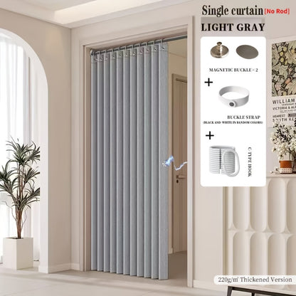 Magnetic Room Divider Curtain Doorway - Rodless Bohemian Striped Door Curtain, 210GSM Thickened Polyester, Natural Drape, Space Partition for Living Room Bedroom Kitchen, Machine Washable, No Rod Needed