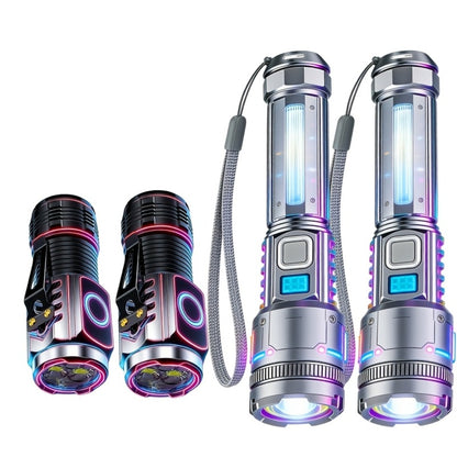 High-Intensity Flashlight 4pcs Set - Ultra Bright Rechargeable Zoomable Handheld Flashlight with Magnetic Base Adjustable Beam Multiple Modes Portable Work Light for Camping Fishing Outdoor Emergency
