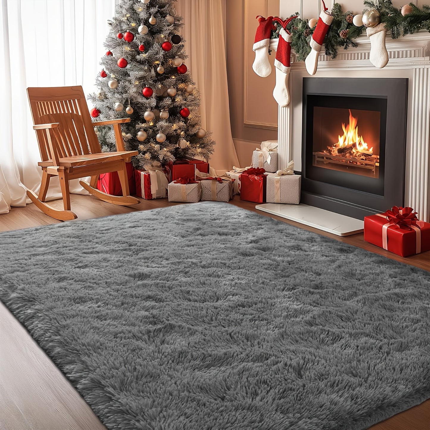 Non-Slip Area Rug Fluffy Soft Carpet - Modern Home Decor Floor Mat for Living Room, Bedroom, Kitchen & Bathroom | Easy Clean Cute Plush Rug in Multiple Colors & Sizes | Indoor Anti-Slip Floor Decoration