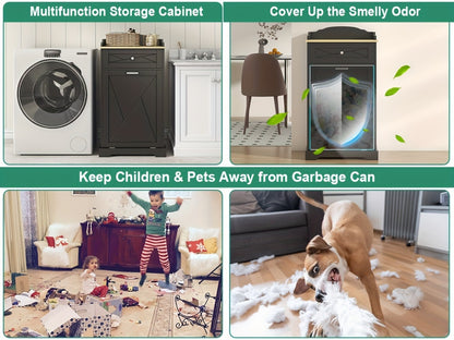 Tilt Out Trash Can Cabinet 12 Gallon Hidden Kitchen Trash Cabinet with Drawers, Pantry Storage, Laundry Hamper Cabinet