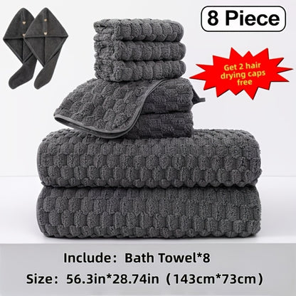 Microfiber Bath Towel Set Ultra-Soft Quick-Dry Skin-Friendly 4-Piece & 8-Piece Sets with Hair Drying Cap Multi-Color Options Luxury Spa Quality for Home Family Gifting