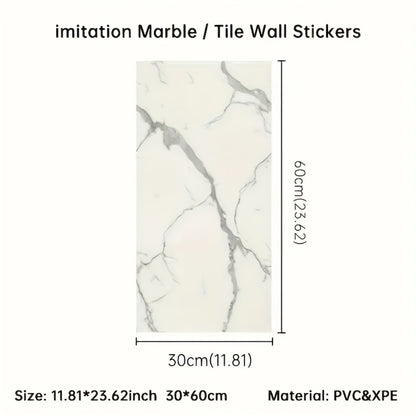 Self-Adhesive Waterproof PVC Wall Sticker 22pcs Peel and Stick Marble Boho Wallpaper 11.81x23.62in Oil Resistant for Kitchen Bathroom Living Room Bedroom Decor