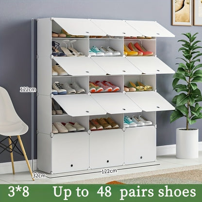 Shoe Rack Organizer Free Standing – Shoe Storage Cabinet for Boots, Slippers & High Heels | 2×6 / 3×8 Tier Shoe Shelf for Closet, Bedroom, Entryway & Hallway | White, Translucent & Black Options