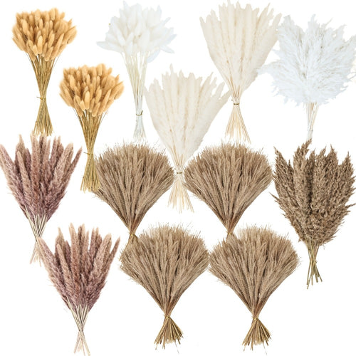 Dried Pampas Grass Decor Bouquet – Natural Fluffy Pampas Stems for Boho Wedding Centerpiece, Living Room Vase Filler, Nursery & Home Decor, Aesthetic Dried Flowers Arrangement, 110 or 300 Pcs