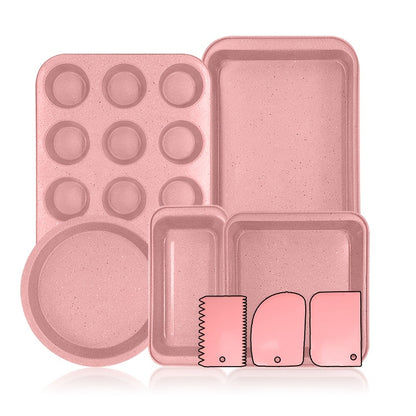 Nonstick Baking Pan Set 2 to 18pcs Carbon Steel Round Square Cake Pan Muffin Pan Bread Pan Cookie Sheet Pizza Pan Wire Rack Whisk Spatula Measuring Spoon Complete Bakeware Set