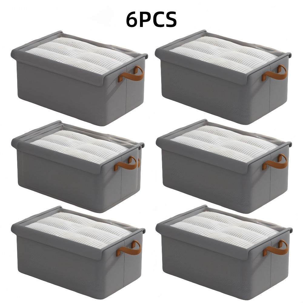 Foldable Storage Boxes with Clear Lids & Handles Large Collapsible Organizer Bins for Clothes, Blankets & Bedding – Bedroom, Wardrobe & Under Bed Storage, 4 or 6 Pack