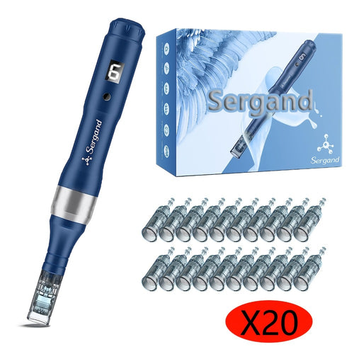 Electric Derma Pen Microneedling Device – Professional 6-Speed Wireless Adjustable Dermapen with 20pcs Replacement Cartridges, Anti-Aging Skin Rejuvenation Microneedle Pen for Face & Body, Gift for Women
