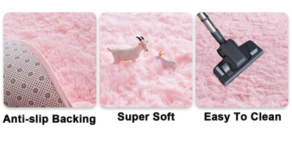 Round Shaggy Plush Rug – Soft Fluffy Circular Carpet for Bedroom & Living Room, Easy Clean