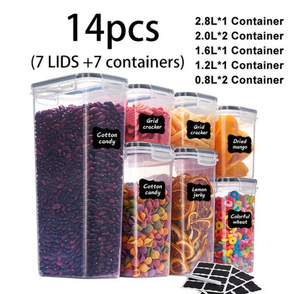 Food Storage Containers with Flip Top Lids - Airtight Plastic Jar Set for Pantry Kitchen Organization, Includes Reusable Labels and Marker, Dishwasher Safe, Available in 6, 12, 14, 20, 48 and 84 Piece Sets for Home Travel and Outdoor Use