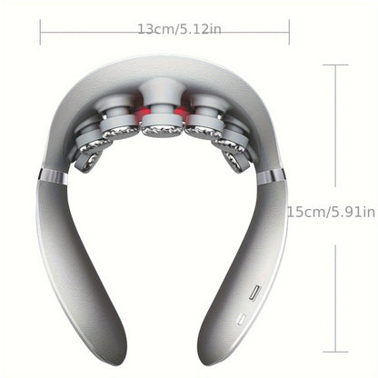 Neck Massager with Heat Cordless Electric Kneading | Wearable Hands-Free Portable Neck Shoulder Massager USB Rechargeable | Deep Acupressure Muscle Relaxer for Office Car Travel | Gift for Women Men