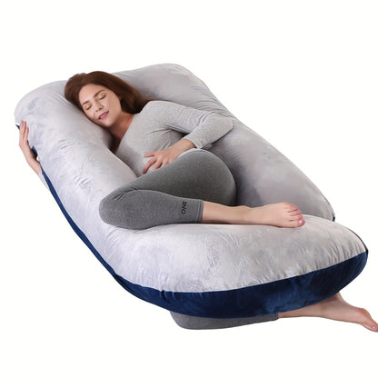 Pregnancy Pillow J-Shape 60 Inch Full Body Maternity Pillow with Velvet Cover – Back Leg Belly Support for Pregnant Women Side Sleeper Body Pillow Multiple Colors