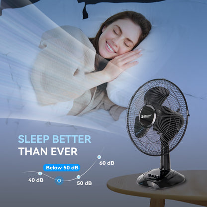 Oscillating Table Fan 12 Inch Quiet 3-Speed Adjustable Tilt with Safety Grill for Home Office Bedroom Dorm Desktop Personal Cooling Fan