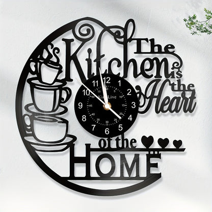 Coffee Vinyl Record Wall Clock Silent, Decorative Coffee Cup Design Clock for Kitchen Living Room Bedroom, Unique Home Decor Gift for Coffee Lovers Christmas Birthday