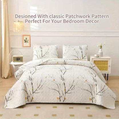 Reversible Floral Comforter Quilt Set – Soft Microfiber Botanical Bedding, Twin Full Queen King, All Seasons – White, Blue, Pink & More