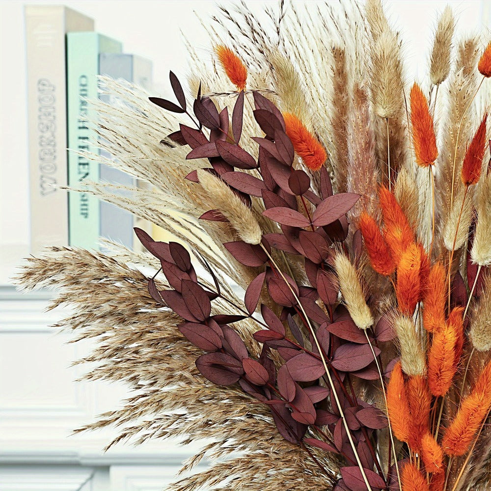 Artificial Pampas Grass Bouquet 72pcs – Bohemian Rustic Farmhouse Decor for Home Wedding Centerpiece Halloween Thanksgiving Valentine's Day Cafe