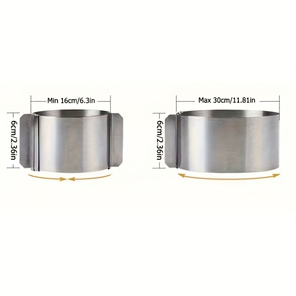 Adjustable Stainless Steel Cake Ring Mold 2-Pack, Retractable Round Mousse Cake Ring 6.3" to 11.8" Diameter, Heavy Duty Baking Ring for Mousse Cheesecake Layer Cake, Cake Decorating Tool