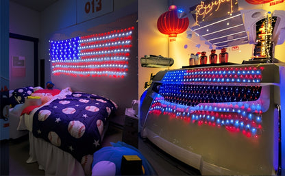 American Flag LED Net Light 420 LEDs – Patriotic String Lights for 4th of July, Memorial Day, Independence Day, Christmas & New Year, Indoor Outdoor Garden Yard Decor, Plug-In 6.6x3.3ft
