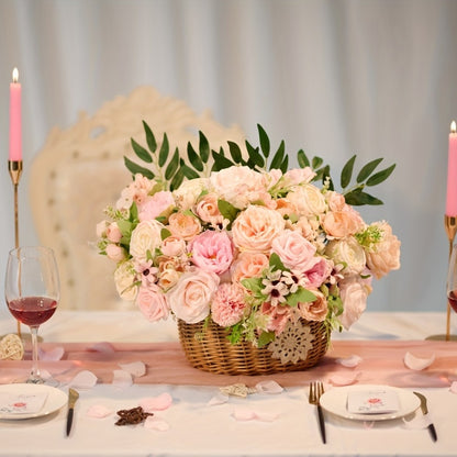 Artificial Flowers Combo Box Set – Pink & White Fake Roses for Bridal Bouquets, DIY Centerpieces, Wedding & Party Decoration Arrangements