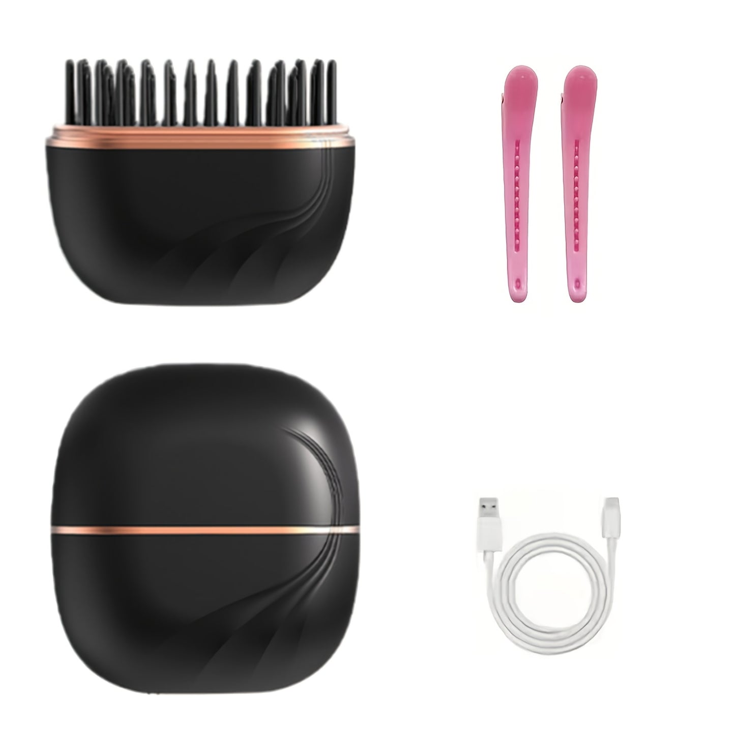 Hair Straightener Comb Mini Wireless USB Rechargeable | Portable Hot Comb Brush for Women | Compact Travel Hair Straightening Brush | Heat-Resistant Lightweight Styling Tool | Women's Gift Idea