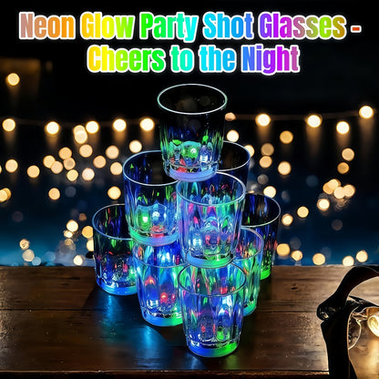 LED Light-Up Party Wine Glasses Set – 12 or 15pcs Glowing Plastic Cups with Colorful LED Lights for Birthday, Bar, Wedding, Holiday & Sports Events