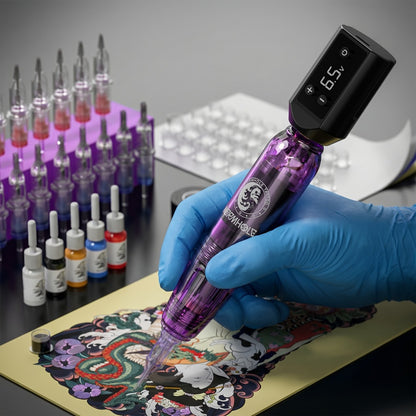 WORMHOLE Professional Wireless Tattoo Pen Kit – All-in-One Beginner & Artist Set with 8000RPM Quiet Motor, 1200mAh Battery, Digital Display, Cartridge Needles, Inks & Practice Skin
